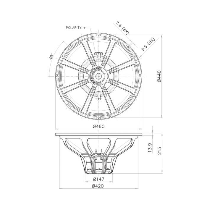 Difuzor Bass 18HP1060 Faital Pro - Difuzor Bass 18HP1060 Faital Pro Specificații nominale
